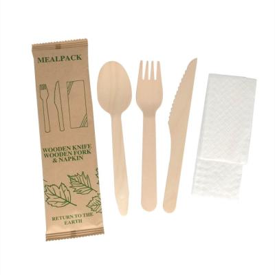 China Biodegradable Tableware Cutlery Set , Barbecue Wooden Forks And Spoons Disposable for sale