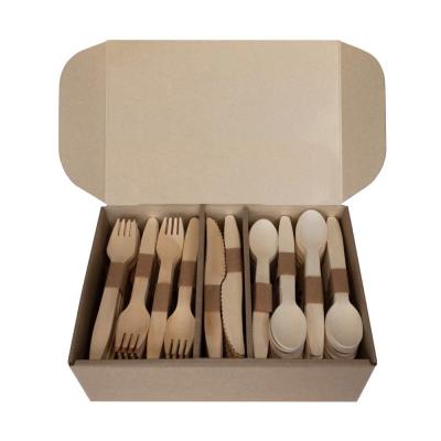 China Eco Life Wooden Cutlery Factory Price Biodegradable Wooden Cutlery Set Kitchen Wooden Travel Cutlery Set for sale