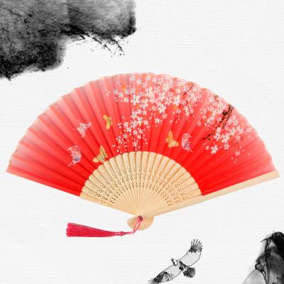 China Wholesale Chinese Custom Bamboo Printed Fabric Bamboo Fan Folding Paper Fan Hand Fan for Favors Gift Te koop