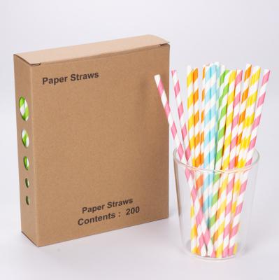 China Disposable Food Product 20cm Paper Straw with Custom Printed Biodegradable Design for sale