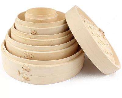 China 10 Inch Lid Dim Sum Bamboo Steamers , Rice Bamboo Momo Steamer Basket Kitchen for sale