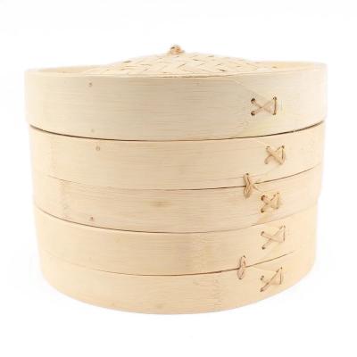 China Customized Logo Acceptable Bamboo Steamer Basket Food Grade Food Dumplings Steamers for sale