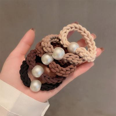 China New High Quality OPP BAG Scrunchies Elastic Hair Bands Pearl Candy Color Hair Tie For Women Girls Hair Accessories for sale