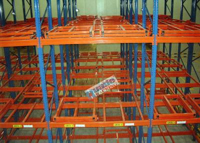 China Metal Push Back Rack Industrial Storage Shelves Racks ISO R - Mark Certificated for sale