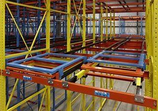 China Q235B Steel Storage 5 Pallet Deep Push Back Rack Shelving for sale