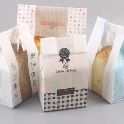 China Disposable Toast Bread Baking Transparent Takeout Food Window Kraft Paper Bag Packaging for sale