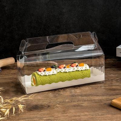 China Recycled materials pet large transparent log clet packaging cake box for sale