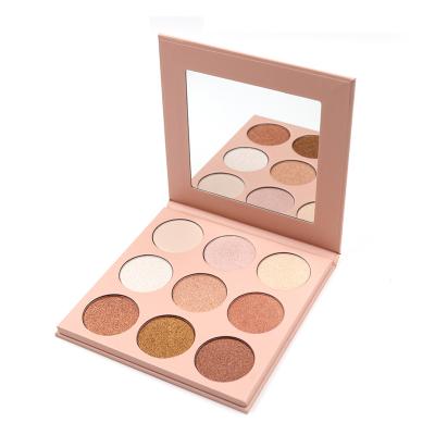 China Waterproof Custom Your Own Logo Cosmetic Eye Shadow Waterproof and Sweatproof 9 Color Shimmer Eyeshadow Palette for sale