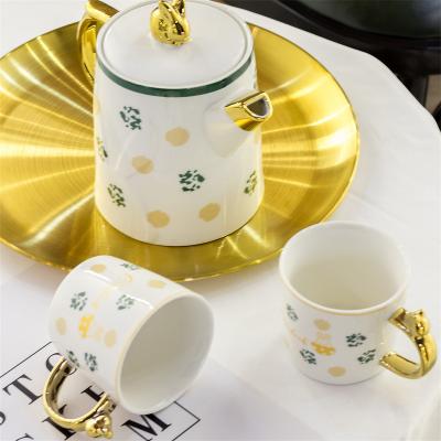 China Viable Luxury European Style Porcelain Tea Set Cartoon Decoration Royal Ceramic Tea Coffee Cup Set for sale