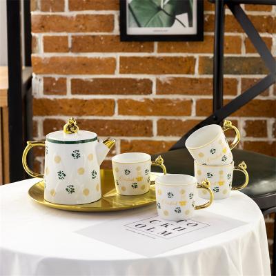 China Home Drinkware Kettle Viable Water Pot Fine Porcelain Tea Set Water Teapot and Cup Set for sale