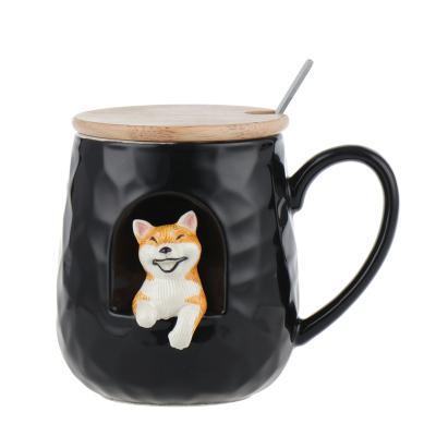 China Large Capacity 430ml Sustainable Cute Dog Ceramic Animal Shaped Ceramic Mugs Mugs for sale