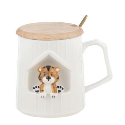 China Creative 3d logo pattern viable custom animal porcelain cups cheap ceramic mugs for sale