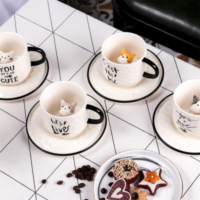 China Viable High Quality Luxury Ceramic Mugs Ceramic Rim Handmade Porcelain Mug With Tray for sale