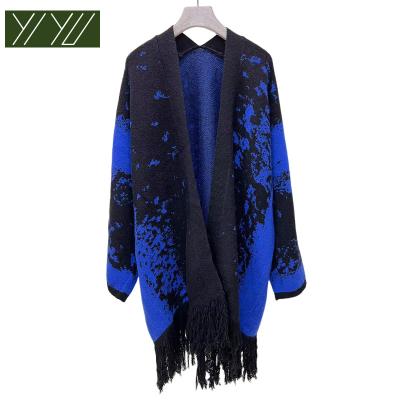 China Custom QUICK DRY Pattern Fall 2023 Ladies Sweater Knit Tassel Jacquard Winter V-Neck Knitwear Cardigan Sweater for sale