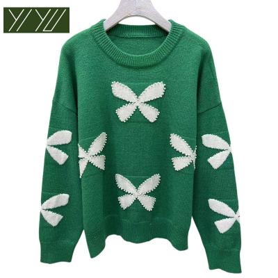 China Autumn fashion QUICK DRY sweater complements long sleeve women's pullover flower contrast sweaters for sale