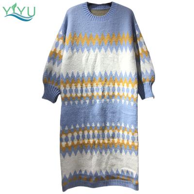 China Breathable Women Elegant Casual Dresses Long Sleeve Vintage Sweater Skirt Manufacturer for sale