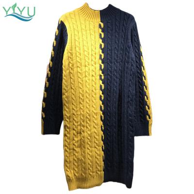 China Wholesale Breathable Chunky Knitted Cable Skirt Turtle Neck Sweater Dress Women for sale