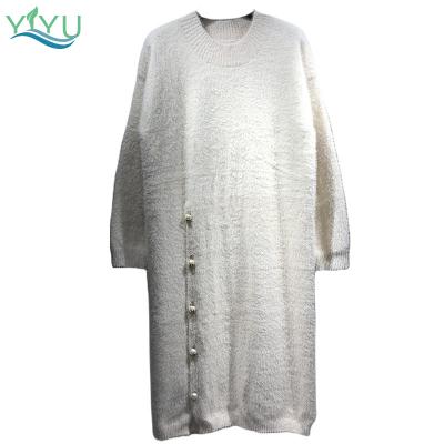 China Autumn Wear Solid Color Elegant Breathable Loose Knit Long Maxi Sweater Dress for sale