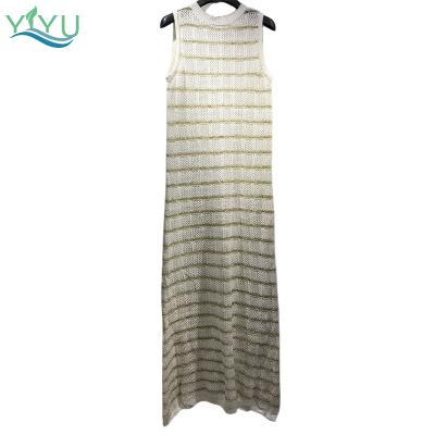 China Latest Design Breathable Sleeveless Crew Neck Women's Casual Sexy Knit Striped Dress for sale