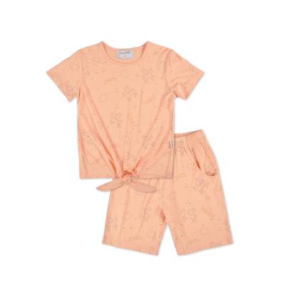 China Other Girls Bamboo Clothing Sets Summer Baby Gets Toddler Lounge Wear Shorts Sleeve T-shirt Kids Biker Shorts Two Piece Set for sale