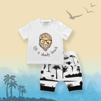 China 0-36M Baby Boy 2pcs Print Summer Casual Toddler Clothing Set Animal Print T-shirt+Shorts Boy Clothes Set for sale