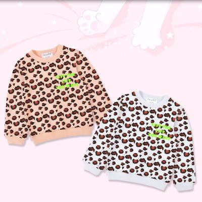 China New Children Girls Breathable Warm Leopard Printing T-shirt 100% Cotton 100% Cotton Printed Children Underwear Tops for sale