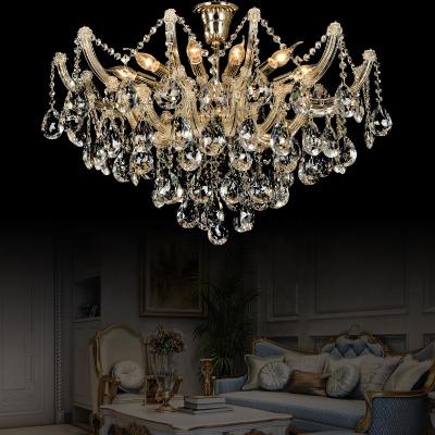 China Best European Style K9 Crystal Chandelier Ceiling Dining Room LED Ceiling Light Luxury Pendant Light Quality for sale