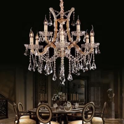 China Supplier Luxury Classic European Style K9 Crystal Candle Chandelier Dining Room Manufacturer Living Room Lighting for sale