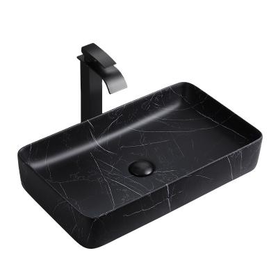 China Modern Rectangular Matt Black Basin Countertop Porcelain Vanity Bathroom Ceramic Sinks for sale