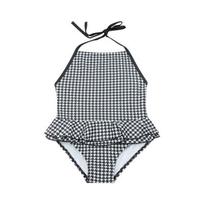 China 2022 New Girls Hot Spring Girls Lace Swimsuit Children Swimwear Breathable Plaid One-Piece Girl for sale