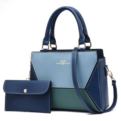 China Fashion 2 in 1 Wholesale Patch Bag Handbags Large Capacity Set Color Matching Handbags with Matching Wallets for sale