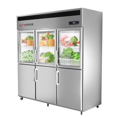 China Other Factory wholesale business hotel kitchen vertical six door glass display fresh-keeping refrigerator for sale