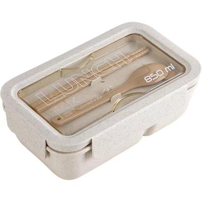 China Sustainable Food Grade Wheat Straw Container Lunch Box Wholesales BPA Free Wheat Straw Fiber Dinnerware with Spoon And Fork Biodegradable for sale