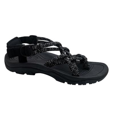 China 2022 new fashion trend flats casual outdoor strap black elastic sandals for women and ladies for sale