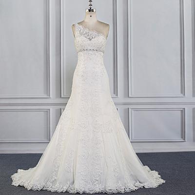 China SW16632 Breathable Elegant Classic Sleeve Mermaid Wedding Dress Open Back Lace Up Evening Dress for sale