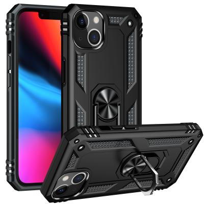 China Shockproof Armor Phone Case With Bracket Acrylic Anti-drop Ring TPU Protective Shockproof Phone Case For Mobile Phone 13 for sale