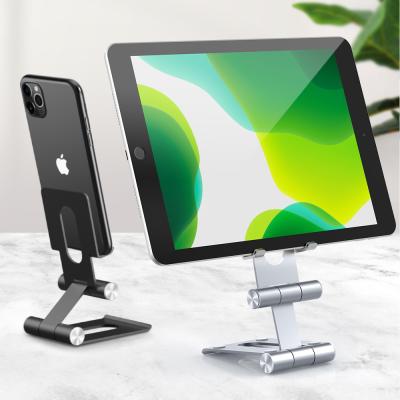 China Various Good Quality Desktop Aluminum Alloy Adjustable Movable Double-axis Non-slip Silicone Base Phone Holder for sale