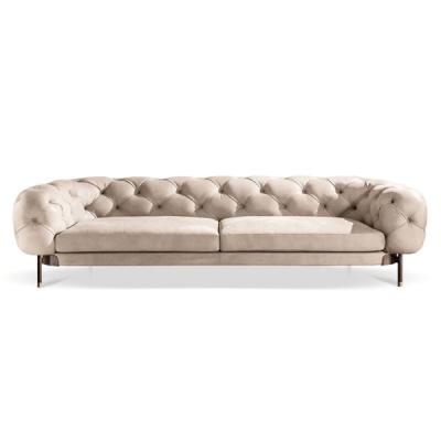 China Adjustable Italian Living Room Furniture Fabric Tufted Sofa (Height) Button Tufted Leather Tufted 3seater Sofa for sale