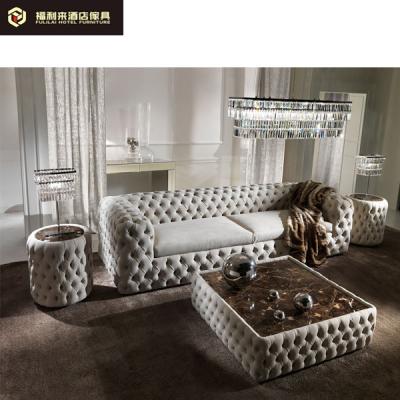 China Modern Hotel Furniture Modern Living Room Leather Tufted Sofa for sale