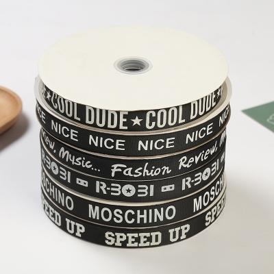 China Custom Recyled Logo Satin Ribbons Printed Polyester Grosgrain Ribbon Flower Gift Wrap Ribbon Manufacturer for sale