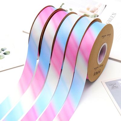 China Rainbow Yarn Gradient Hair Decoration Gift Decoration Holographic 100% Polyester Flower Bundle Wedding Party Decoration Ribbon for sale