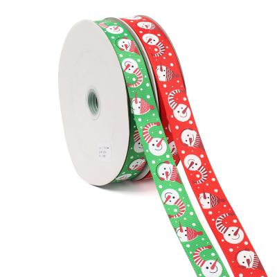 China Recyled 2.5cm Christmas Decoration Ribbon Gift Box Ribbon Wrapped Decorative Sash Printing Flower Bowknot DIY Accessories for sale