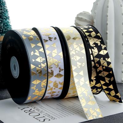 China Art Bronzing Ribbon Flower DIY Ribbon Bandage Gift Decoration Baking Ribbon Holographic Cake Shop For Gift Wrapping Flower Package Bow for sale