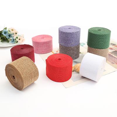 China Recyled Christmas Wedding Decoration Ribbon Bride Holding Flowers Decoration Canvas Roll Jute Fabric Ribbon for sale