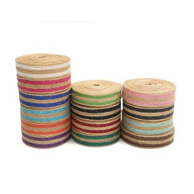 China Recyled 2.5 cm Christmas Silk Linen Handmade Decoration DIY Ribbon Roll Factory Outlet Cloth Ribbon for sale