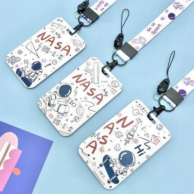 China 2022 Waterproof Hot Selling Cute ID Badge Holder Credit Card Case Neck Pouch Lanyard With Cartoon Shield For Students Tee for sale