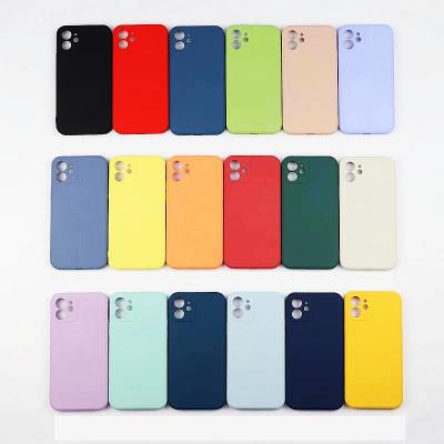 China Shockproof Straight Edge Liquid Silicone Phone Case With Logo For Iphone 13Pro Max With Fleece Lined Phone Case For iphone 12 Phone Case for sale