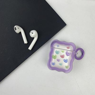 China Cute Cute 3D Purple Tiled Heart Wave Shape Love Conch Designer Soft Clear Case Wireless Earphone Cover For Apple Airpods 1 2 3 pro for sale