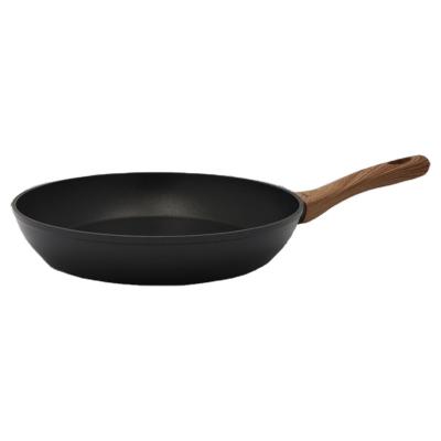 China Traditional Durable Forged Aluminum Marble Coating Frying Pan With Wooden Handle for sale