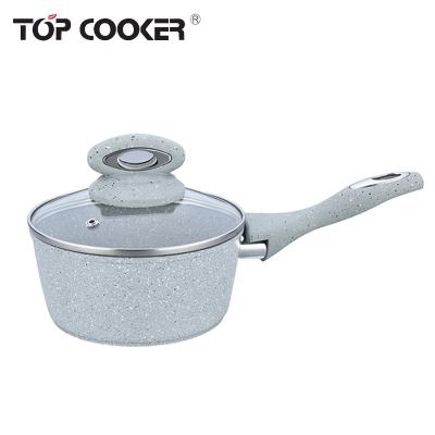 China Durable Aluminum Forged Non Stick Marble Coated Sauce Pan for sale